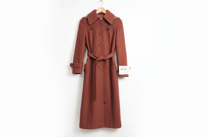 BNWT Miss Smith Red Orange Tweed Coat Jacket Belted Buttoned Long Midi