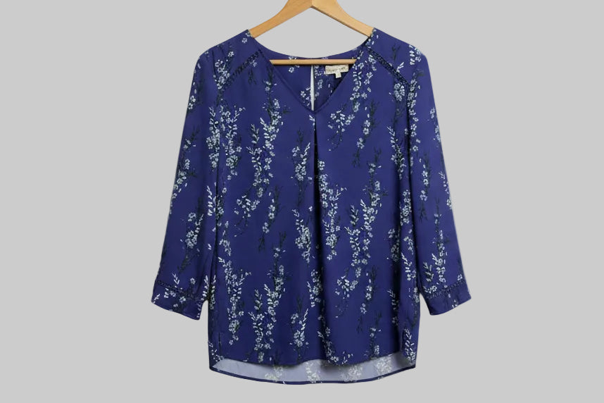 Phase Eight V-Neck Purple Print Top UK 12 EU 40