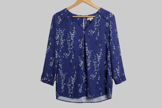 Phase Eight V-Neck Purple Print Top UK 12 EU 40