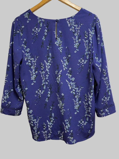 Phase Eight V-Neck Purple Print Top UK 12 EU 40