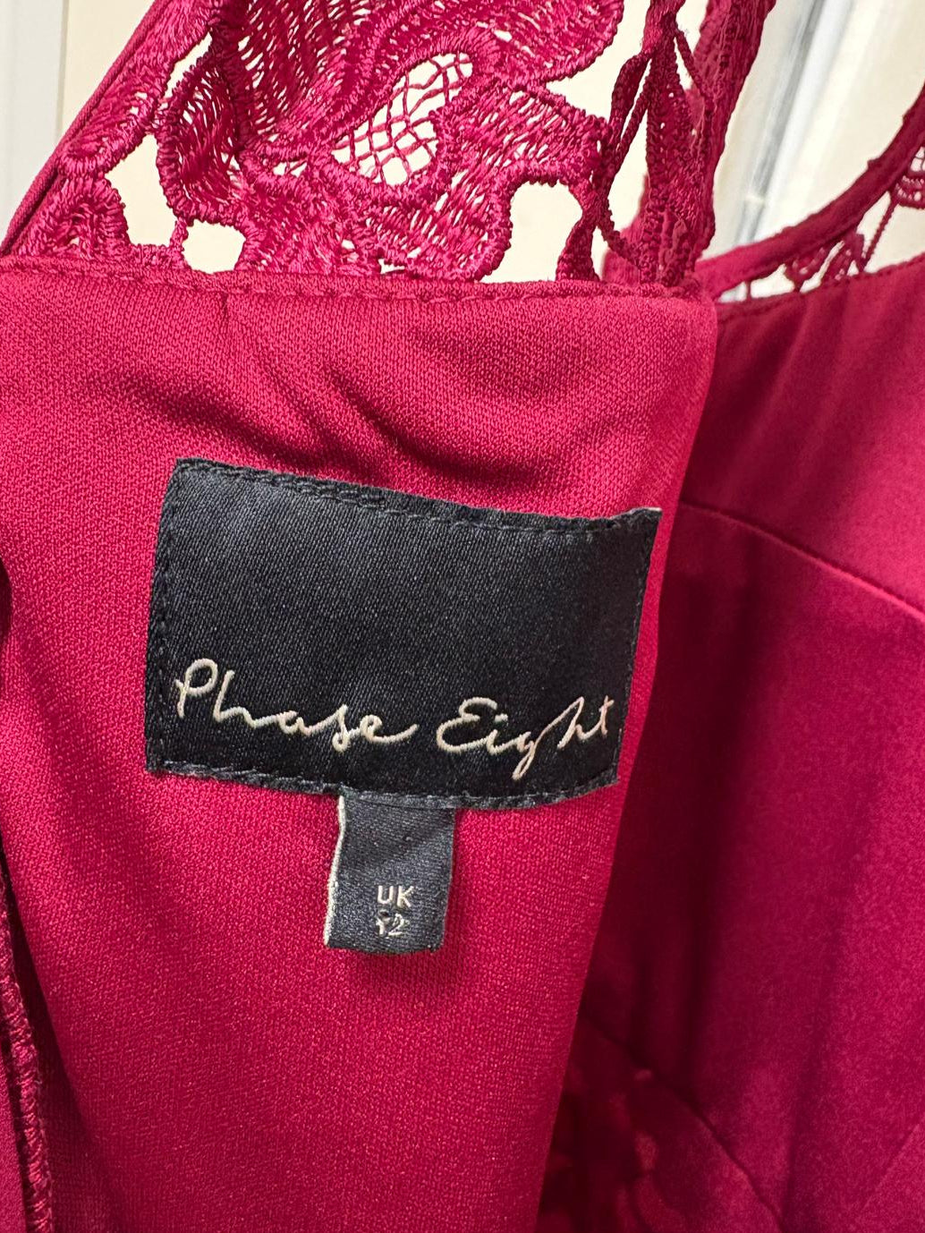 Phase Eight Dark Raspberry Lace Overlay Fitted Dress - USED EXCELLENT CONDITION/ SIZE 12