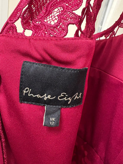 Phase Eight Dark Raspberry Lace Overlay Fitted Dress - USED EXCELLENT CONDITION/ SIZE 12