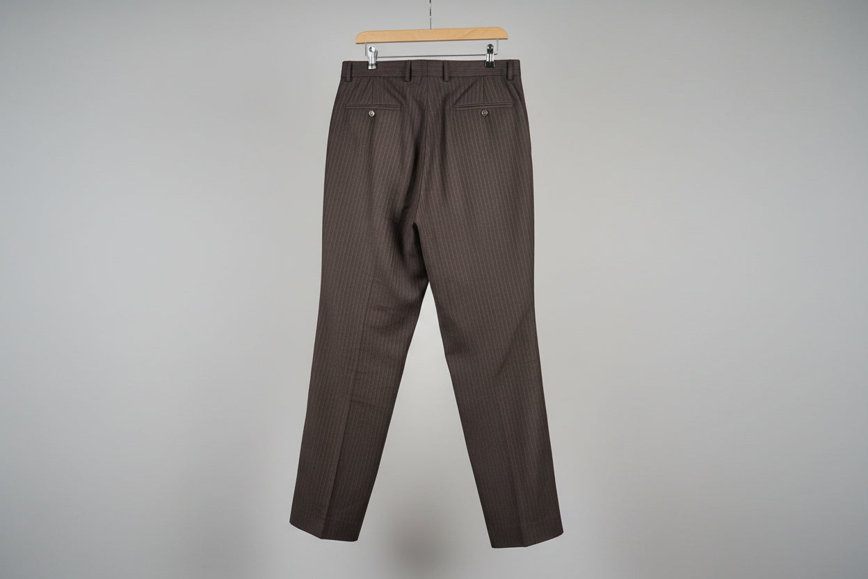 BNWT Pierre Cardin Brown Trousers Pinstriped RRP £80 40 Regular Size