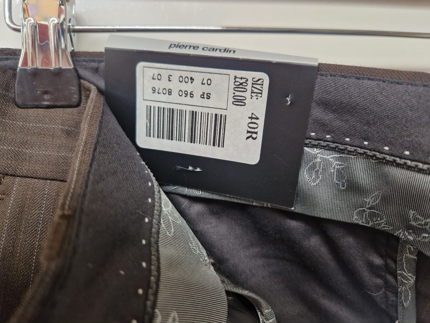 BNWT Pierre Cardin Brown Trousers Pinstriped RRP £80 40 Regular Size