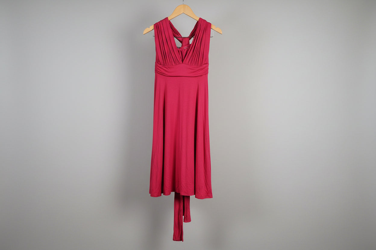 Seraphine Pink 'Marcia' Pink Jersey Dress Adjustable Tie Midi Ruched