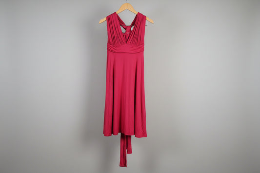 Seraphine Pink 'Marcia' Pink Jersey Dress Adjustable Tie Midi Ruched