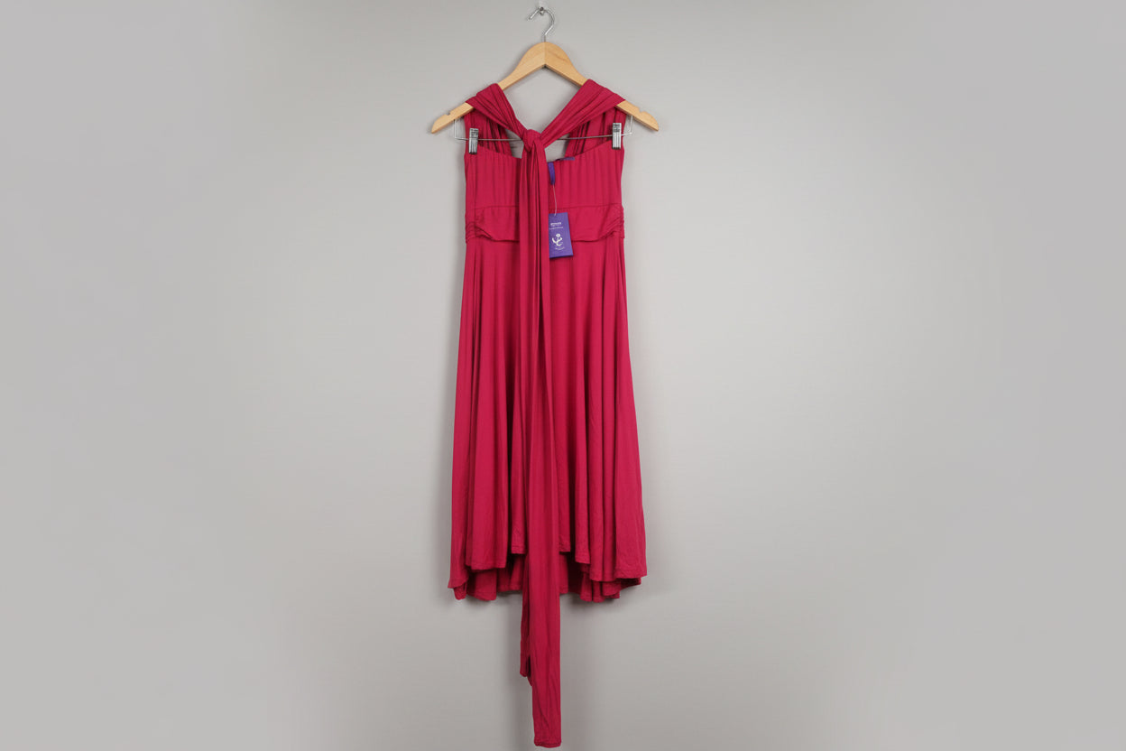 Seraphine Pink 'Marcia' Pink Jersey Dress Adjustable Tie Midi Ruched