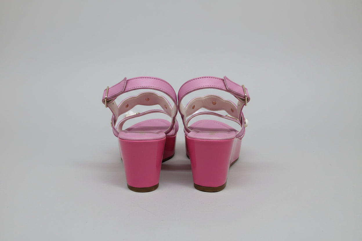 Russell & Bromley Pearl Pink Leather Heeled Sandals Heels Buckle Block Heels UK 6 EU 39