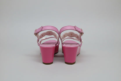 Russell & Bromley Pearl Pink Leather Heeled Sandals Heels Buckle Block Heels UK 6 EU 39