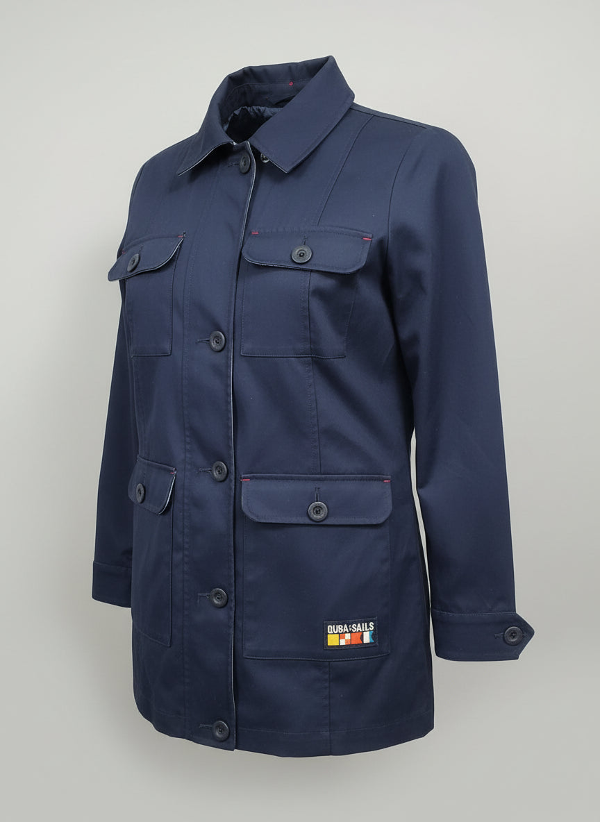 Quba Sails Blue (XS) Jacket UK 8 EU 36 Cotton Hooded Coat