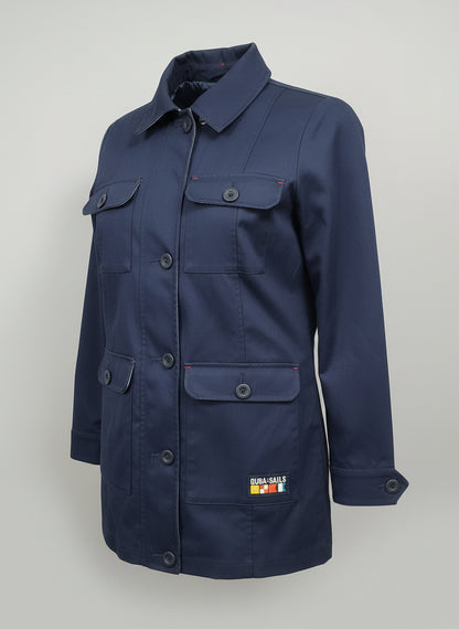 Quba Sails Blue (XS) Jacket UK 8 EU 36 Cotton Hooded Coat