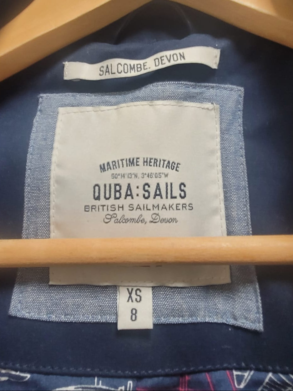 Quba Sails Blue (XS) Jacket UK 8 EU 36 Cotton Hooded Coat