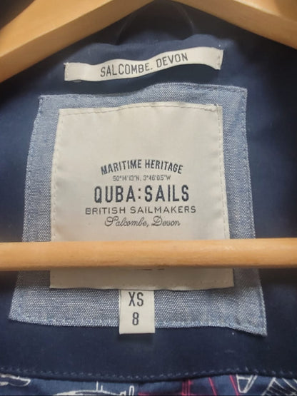 Quba Sails Blue (XS) Jacket UK 8 EU 36 Cotton Hooded Coat
