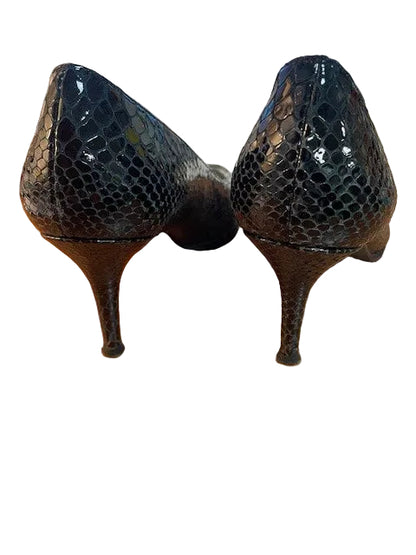 Russell & Bromley Black Shiny Snake Heels - UK 9 EU 43 - Court - Stiletto -  £175.00