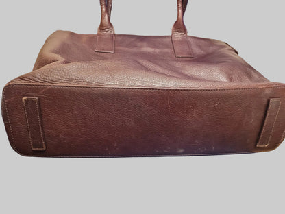 Radley Brown Burgundy Leather Large Shoulder-Bag - Work Travel Handbag Bag - Good Used Condition