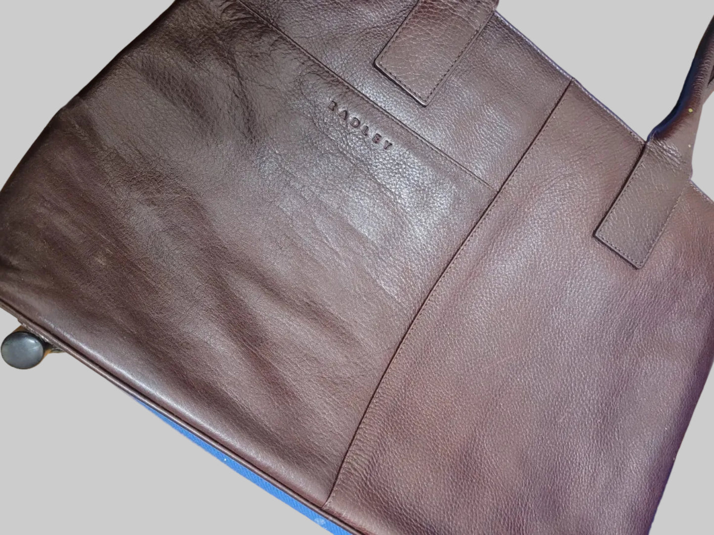 Radley Brown Burgundy Leather Large Shoulder-Bag - Work Travel Handbag Bag - Good Used Condition