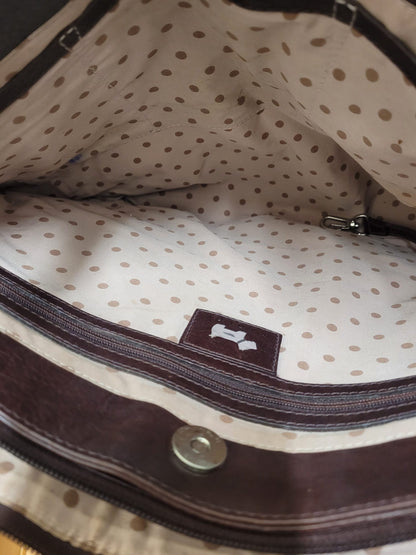 Radley Brown Burgundy Leather Large Shoulder-Bag - Work Travel Handbag Bag - Good Used Condition