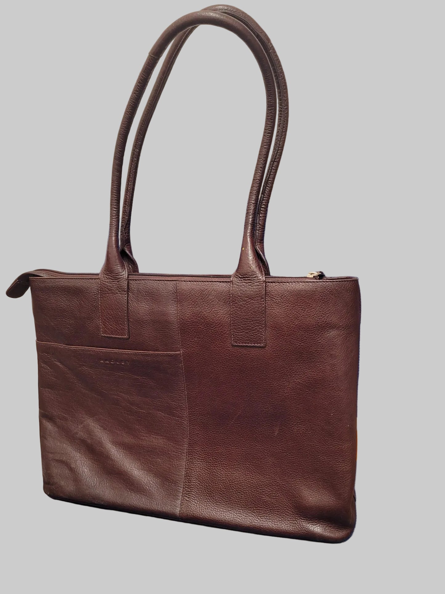 Radley Brown Burgundy Leather Large Shoulder-Bag - Work Travel Handbag Bag - Good Used Condition