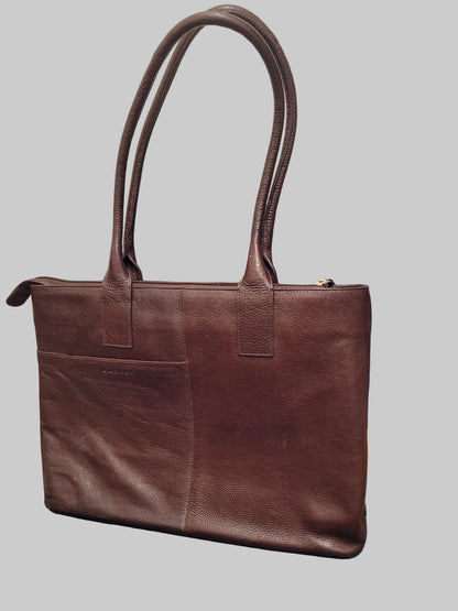 Radley Brown Burgundy Leather Large Shoulder-Bag - Work Travel Handbag Bag - Good Used Condition