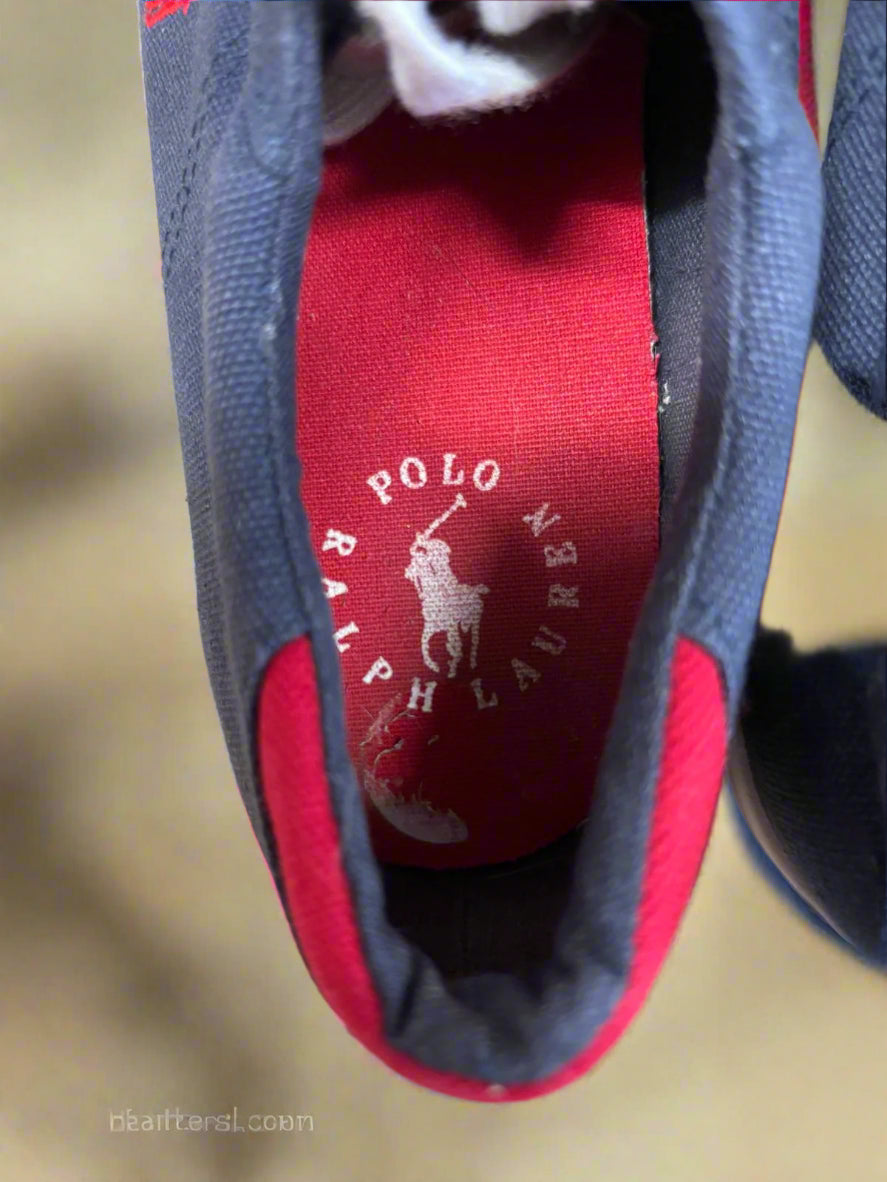 Ralph Lauren Blue Canvas Trainers UK 4 EU 37 Navy & Red Plimsolls