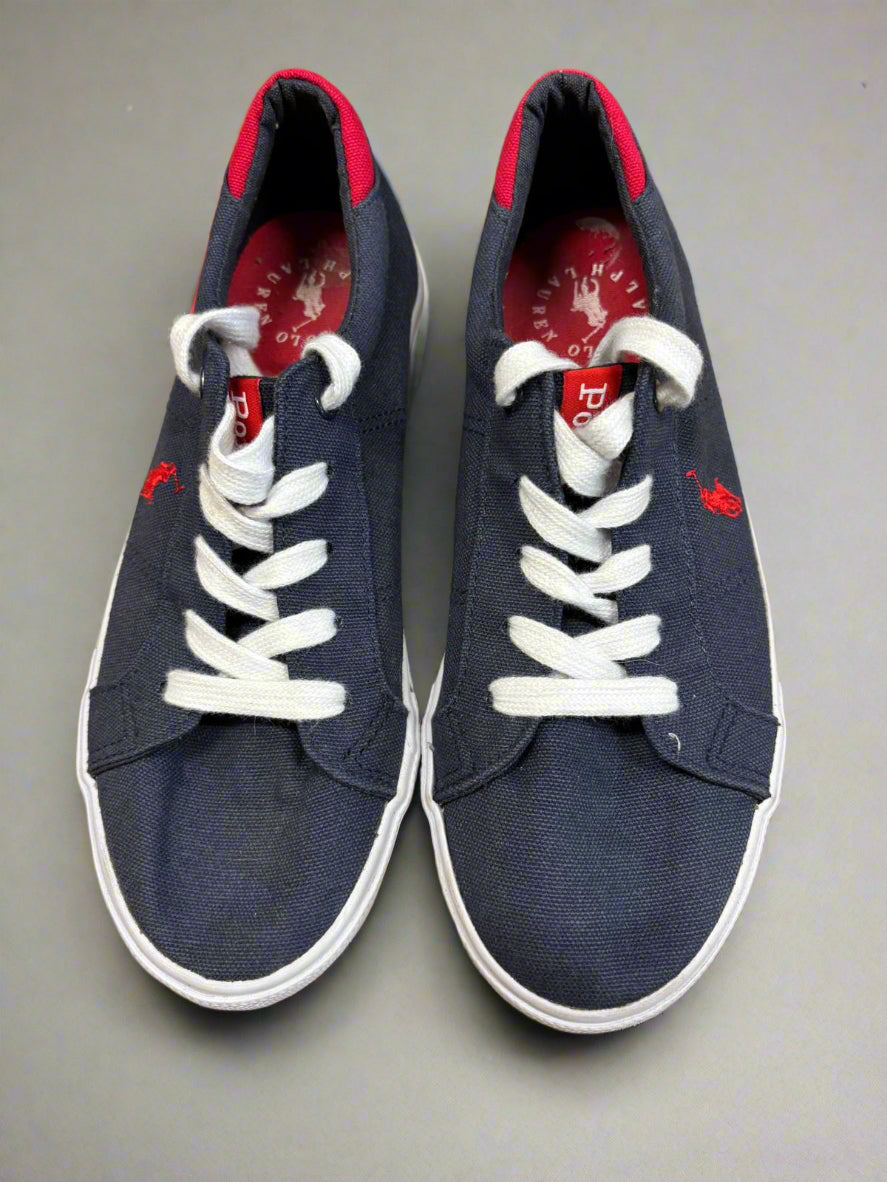 Ralph Lauren Blue Canvas Trainers UK 4 EU 37 Navy & Red Plimsolls