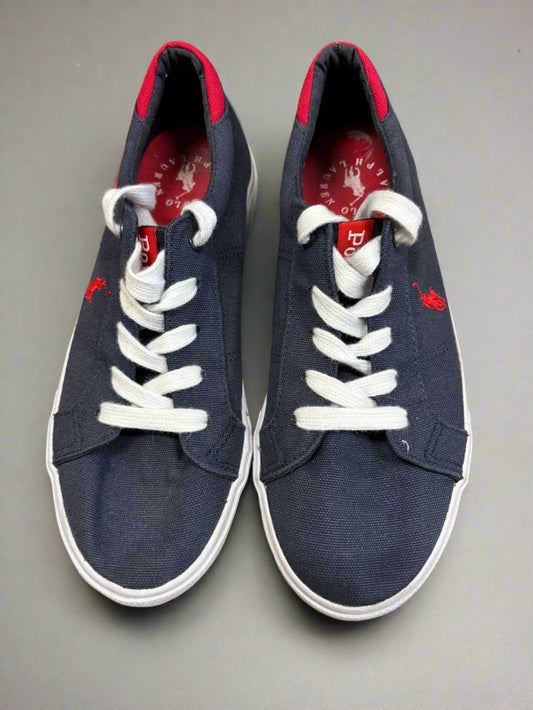 Ralph Lauren Blue Canvas Trainers UK 4 EU 37 Navy & Red Plimsolls