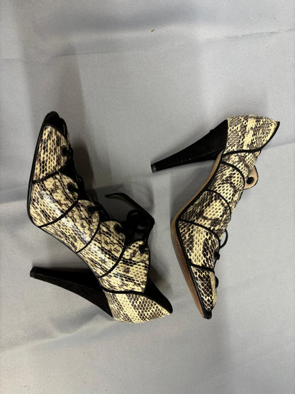 REISS Snakeskin Lace-Up Heeled Shoe-Boots UK 6 EU 39 Peep-Toe