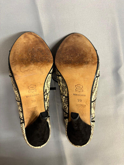 REISS Snakeskin Lace-Up Heeled Shoe-Boots UK 6 EU 39 Peep-Toe