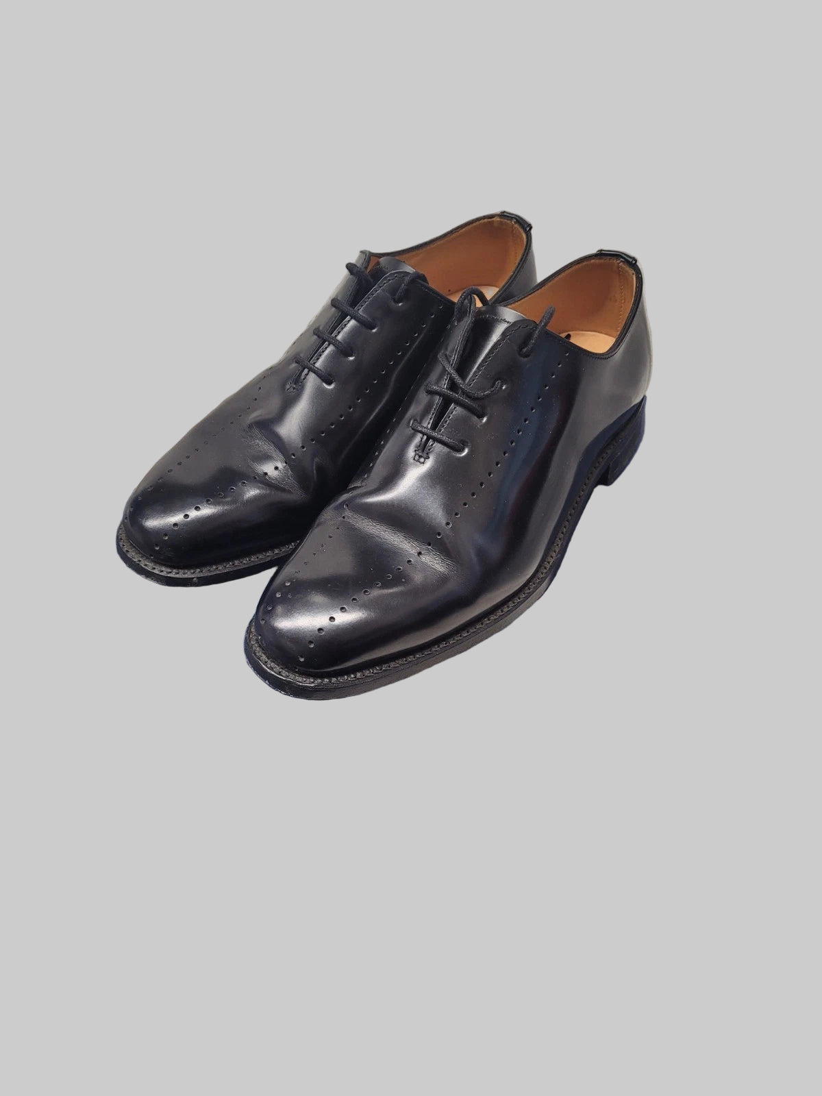 Sanders Black Leather Oxford Shoes UK 6 Berkeley Patent Lace-Up