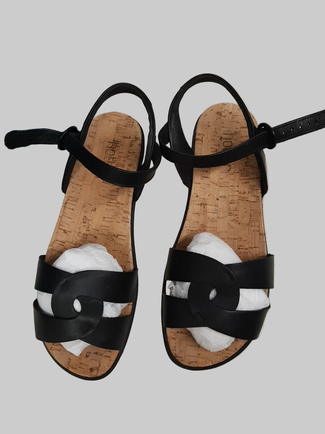 Hotter Island Black Leather Sandals UK 6 EU 39 New in Box