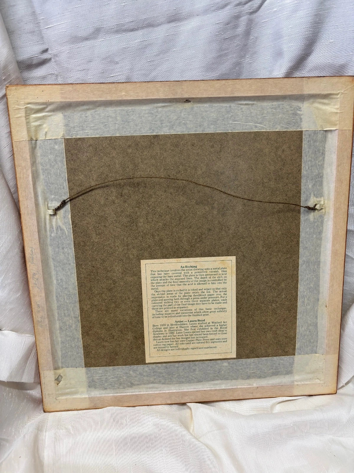 Limited edition etching White Cat 112/250 'Poppy Patrol' by Laura Boyd