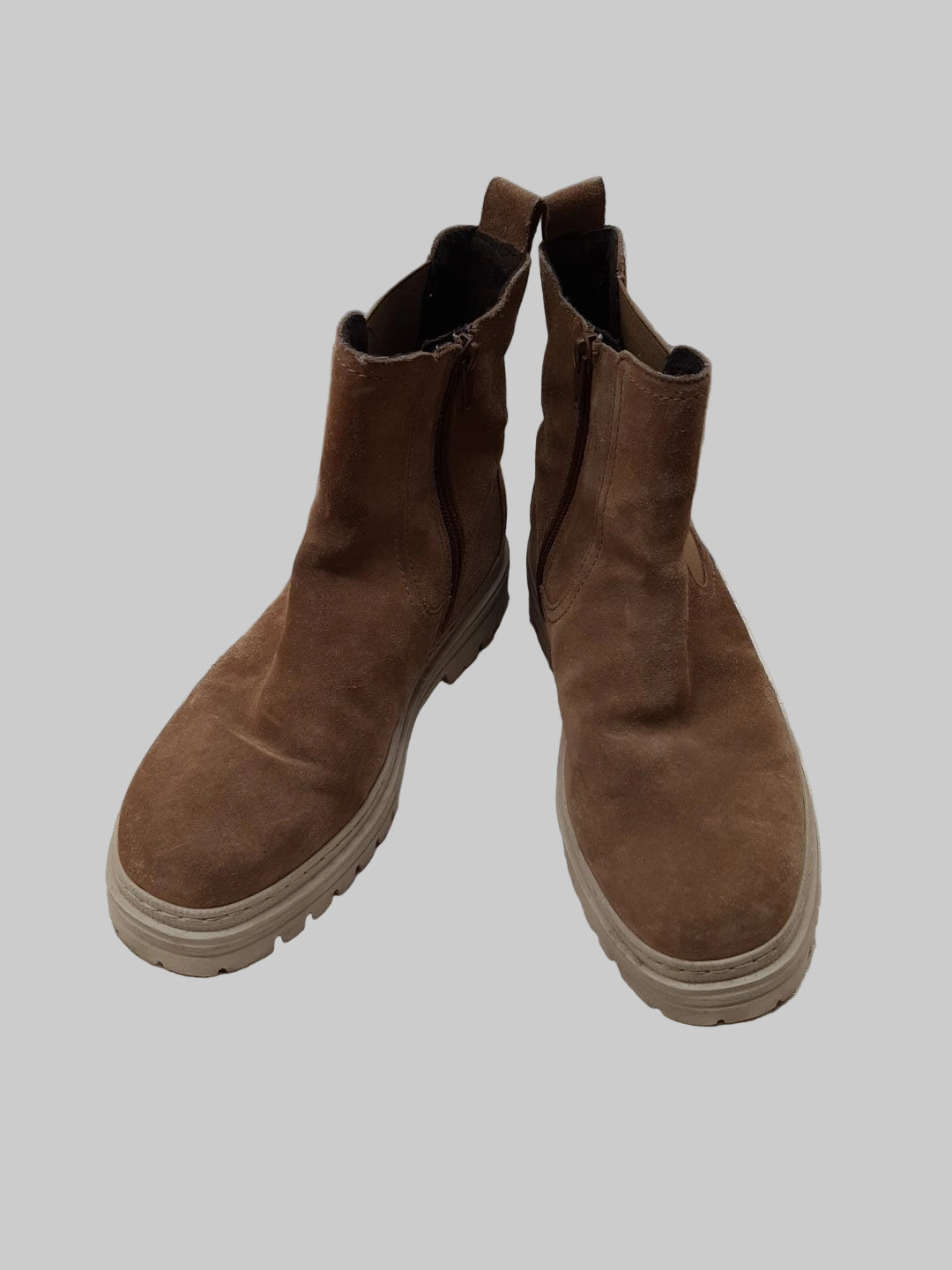 Gabor Tan Chunky Suede Ankle Boots Chelsea Size 4.5