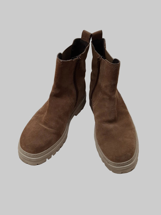 Gabor Tan Chunky Suede Ankle Boots Chelsea Size 4.5