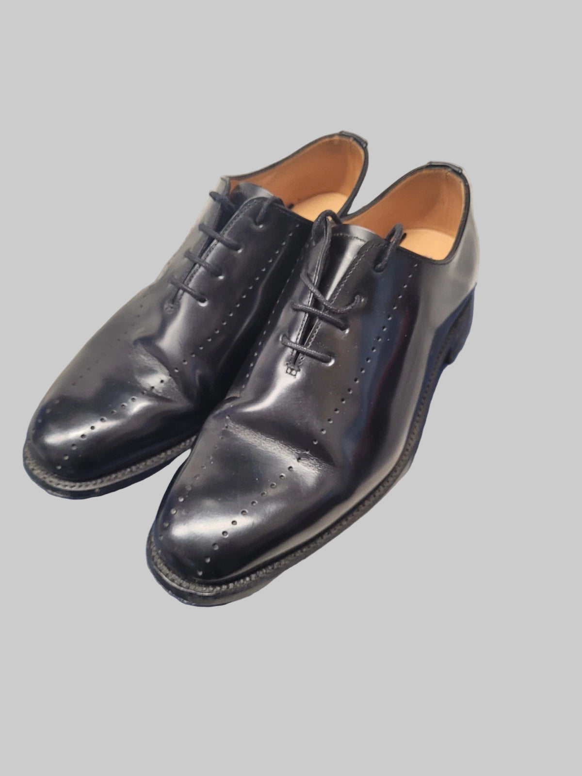 Sanders Black Leather Oxford Shoes UK 6 Berkeley Patent Lace-Up