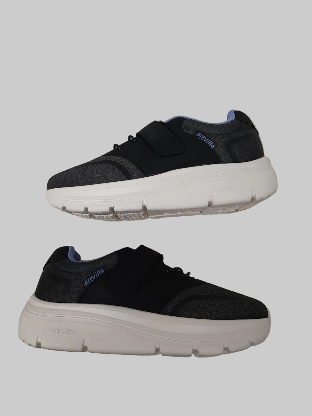 FitVille Womens Black Trainers Light UK Size 5 Wide