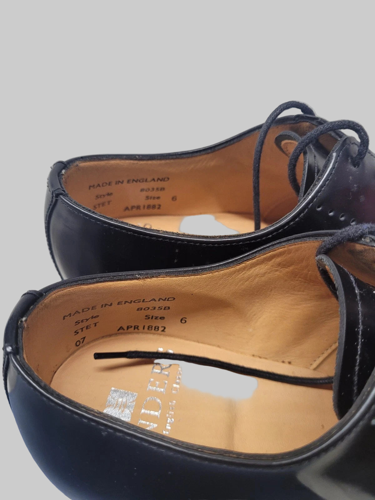 Sanders Black Leather Oxford Shoes UK 6 Berkeley Patent Lace-Up