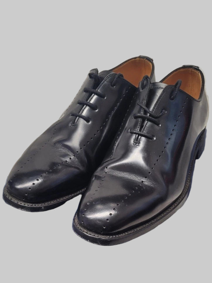 Sanders Black Leather Oxford Shoes UK 6 Berkeley Patent Lace-Up