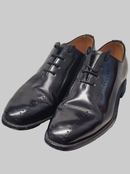 Sanders Black Leather Oxford Shoes UK 6 Berkeley Patent Lace-Up