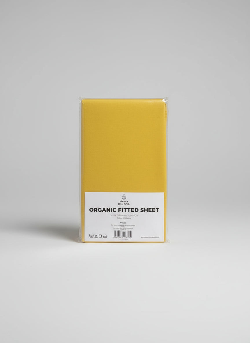 Brand New Mama Designs Organic Fitted Sheet - Moses Basket - 73 x 30CM - Yellow