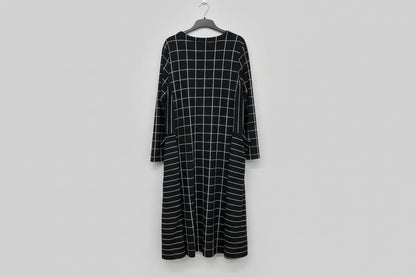 SAHARA Black & White Check Dress (S) Size Small V-Neck Midi Maxi Smock