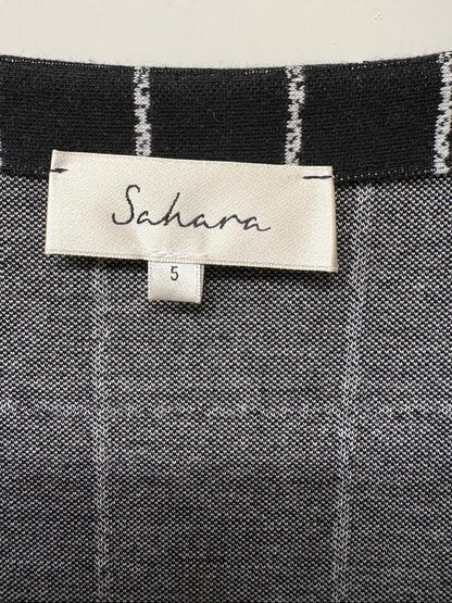 SAHARA Black & White Check Dress (S) Size Small V-Neck Midi Maxi Smock