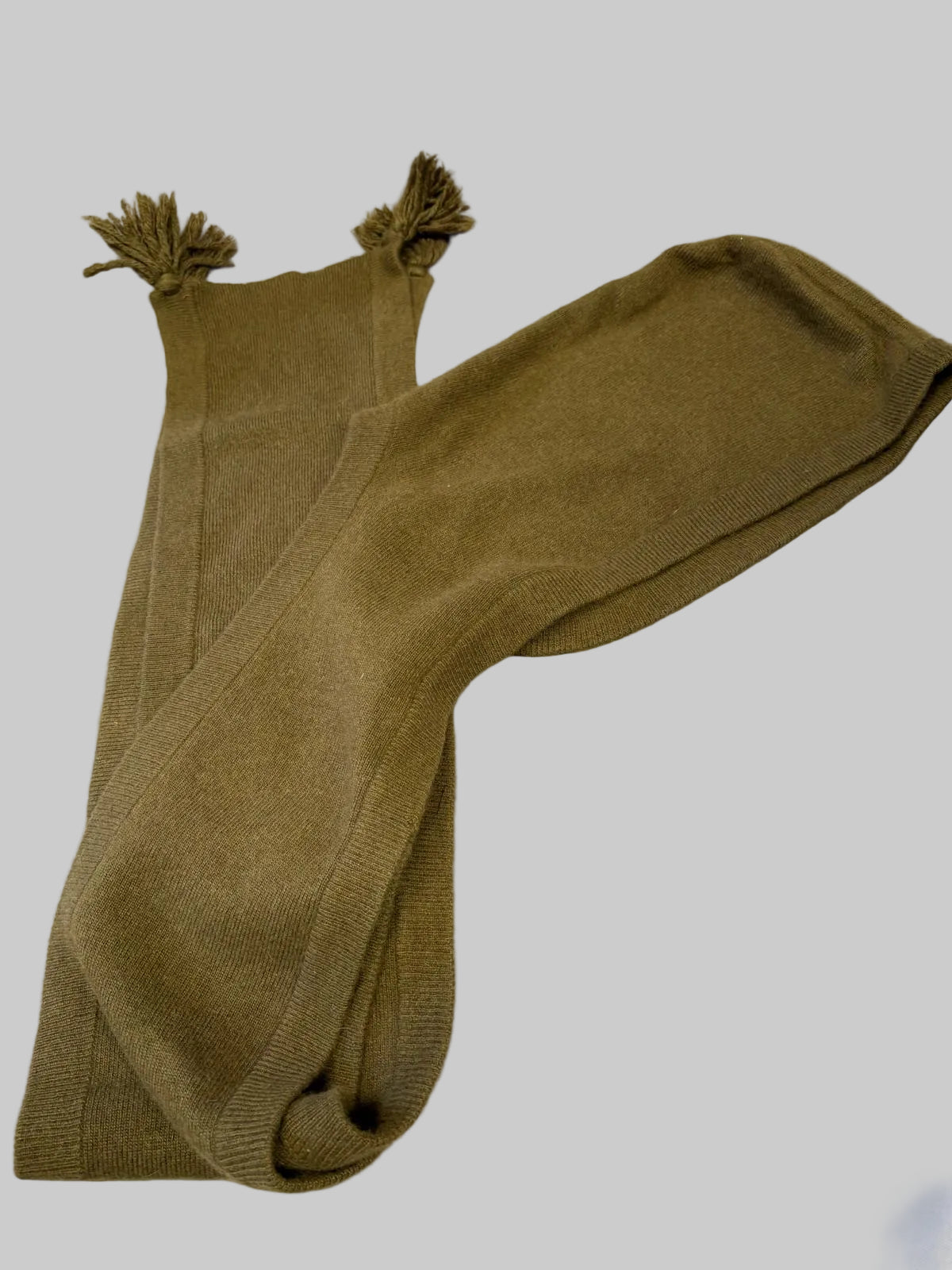 WHISTLES Khaki Green Wool Angora Cashmere Acrylic Blend Hooded Scarf Snood