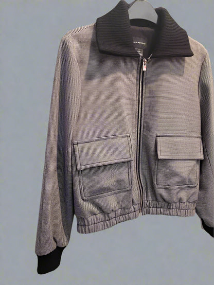 Club Monaco (XS) Houndstooth Jacket UK 6 8 EU 34 36 Bomber Collared Zipped