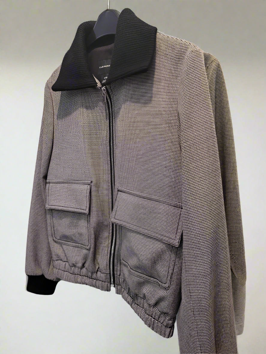Club Monaco (XS) Houndstooth Jacket UK 6 8 EU 34 36 Bomber Collared Zipped