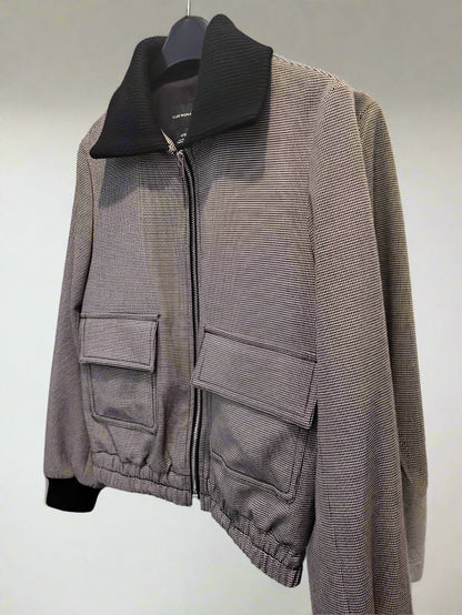 Club Monaco (XS) Houndstooth Jacket UK 6 8 EU 34 36 Bomber Collared Zipped