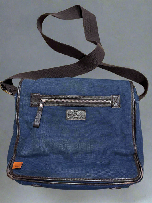 Simon Carter Blue Denim Laptop Messenger Bag