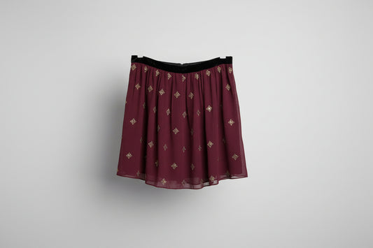 Claudie Pierlot Skirt in Aubergine and Black with gold Sequins Size 40/12