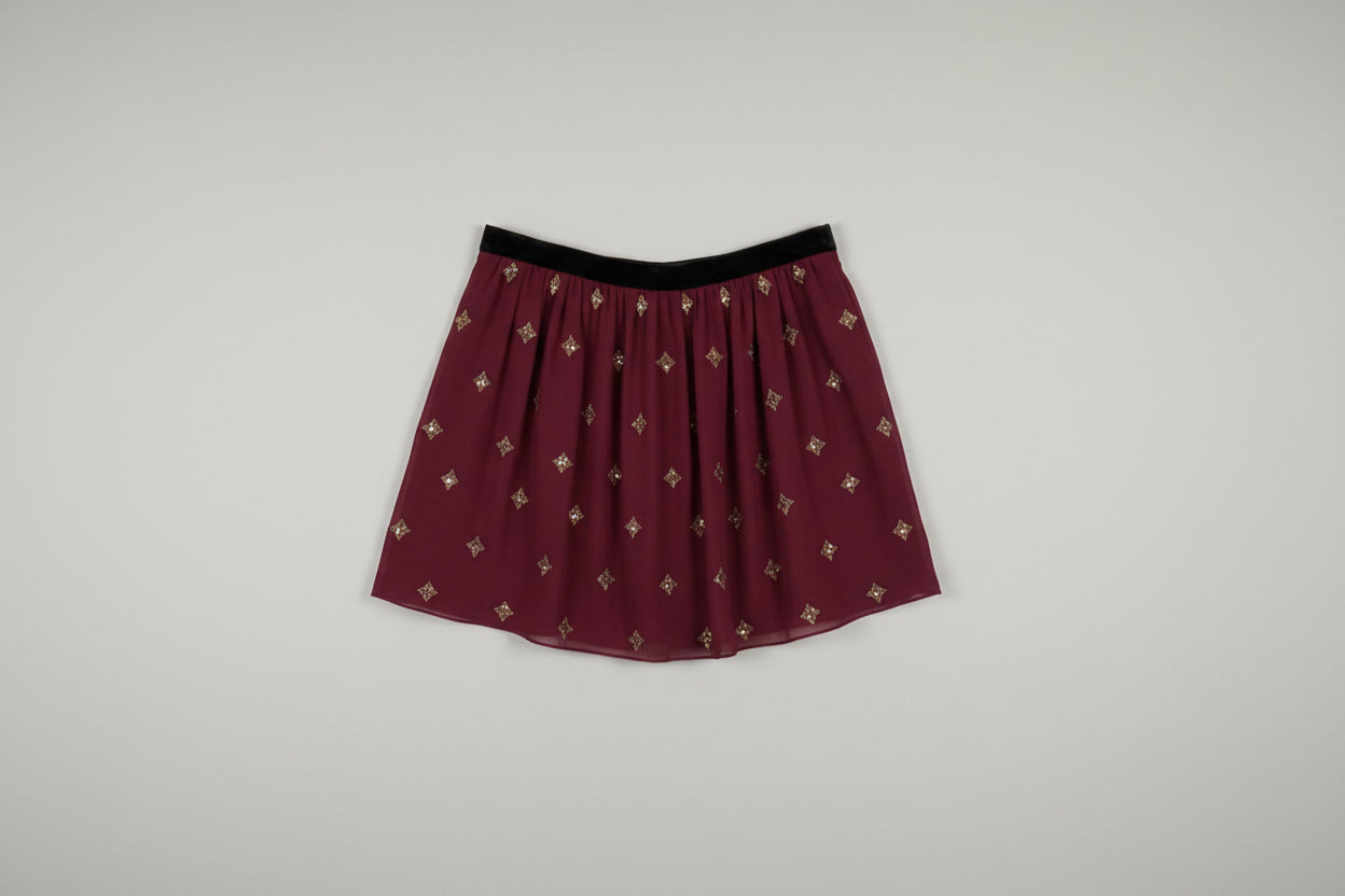 Claudie Pierlot Skirt in Aubergine and Black with gold Sequins Size 40/12