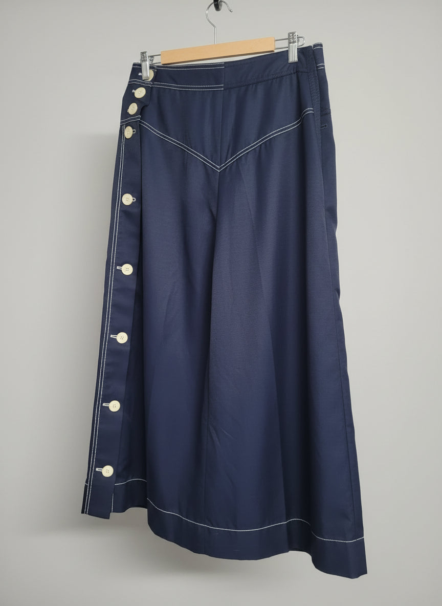 Stella McCartney Blue Wide-Leg Culotte Cropped Trousers EU 42 UK 12 14