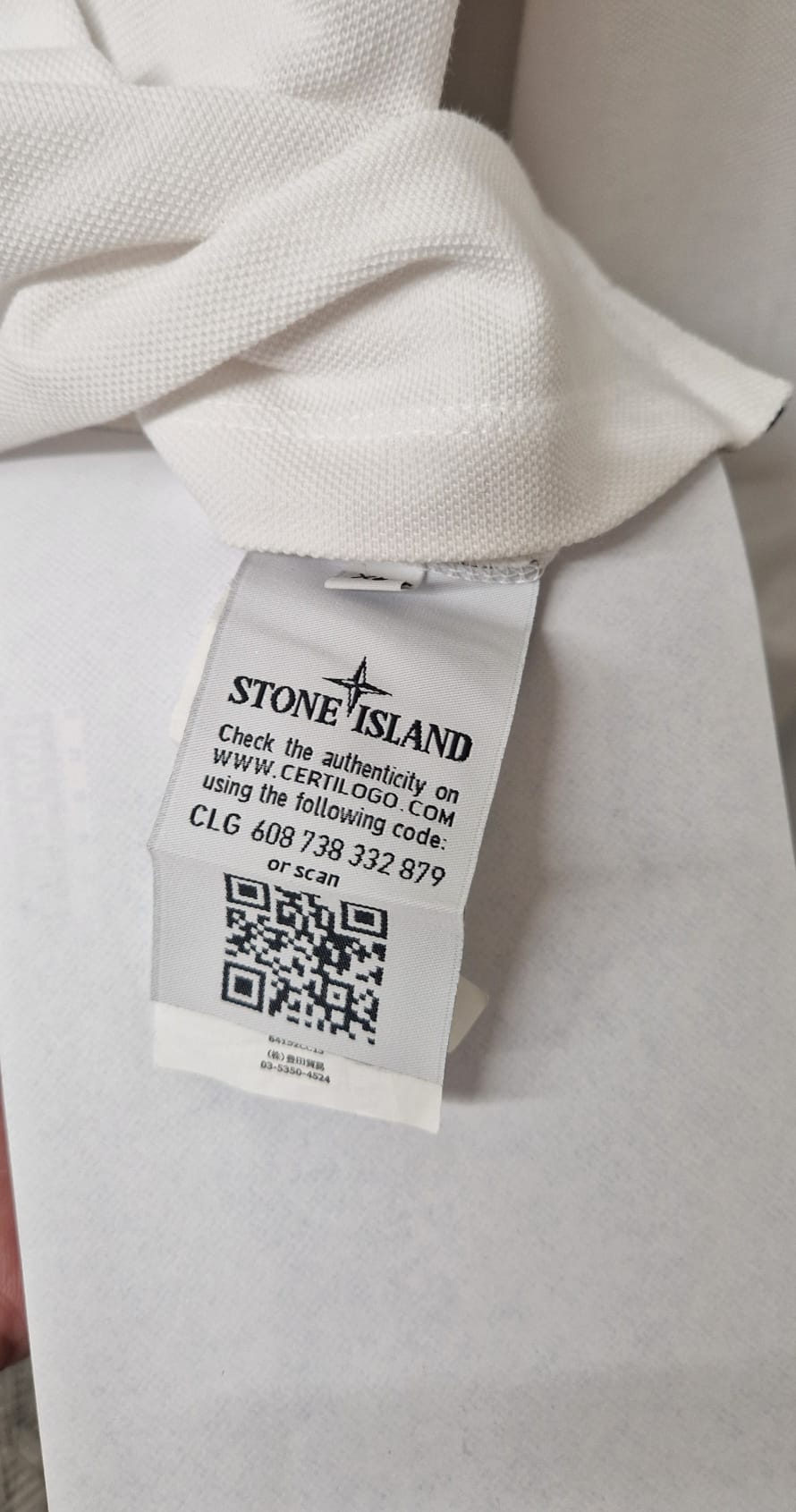 Stone Island White Long-Sleeve Top (XL) Cotton Collared Regular